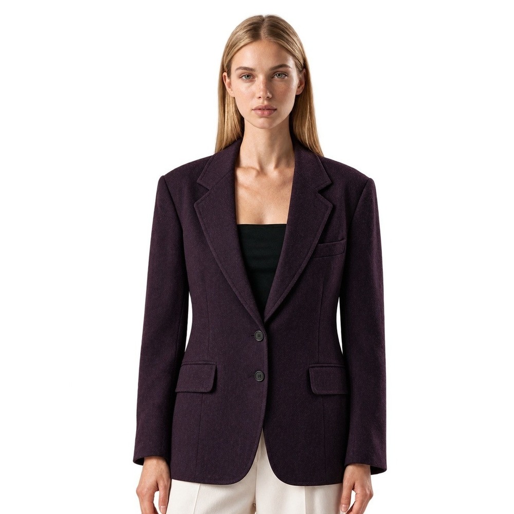 Evan Picone Blazer Women's Size 8 Deep Purple Wool Blend Vintage Button 80s USA